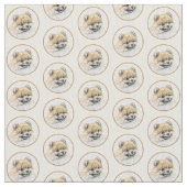 Spitz (Orange) Malerei - Original Hundekunst Stoff (Nahaufnahme)
