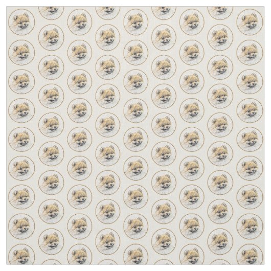 Spitz (Orange) Malerei - Original Hundekunst Stoff (Muster)