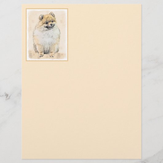 Spitz (Orange) Malerei - Originale Hundekunst (Vorderseite)