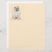 Spitz (Orange) Malerei - Originale Hundekunst (Vorne/Hinten)