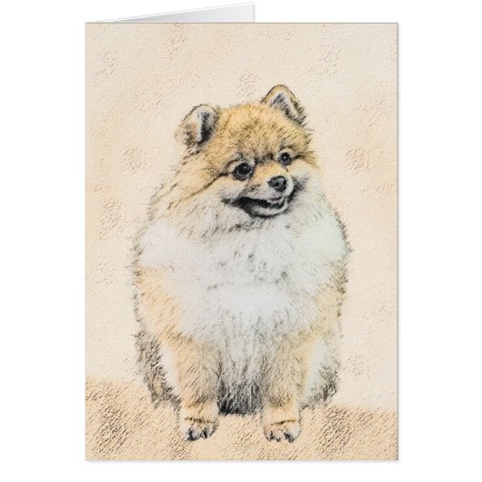 Spitz (Orange) Malerei - Originale Hundekunst (Vorne)