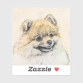 Spitz (Orange) Malerei - Originale Hundekunst Aufkleber (Blatt)
