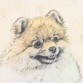 Spitz (Orange) Malerei - Originale Hundekunst Aufkleber (Vorderseite)