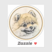 Spitz (Orange) Malerei - Originale Hundekunst Aufkleber (Blatt)