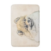 Spitz (Orange) Malerei - Originale Hundekunst Badematte (Vorderseite Vertikal)