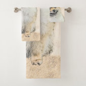 Spitz (Orange) Malerei - Originale Hundekunst Badhandtuch Set (Insitu)