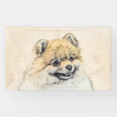 Spitz (Orange) Malerei - Originale Hundekunst Banner (Horizontal)