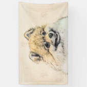Spitz (Orange) Malerei - Originale Hundekunst Banner (Vertikal)