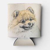 Spitz (Orange) Malerei - Originale Hundekunst Dosenkühler (Vorderseite)