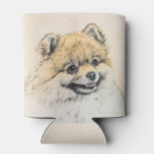 Spitz (Orange) Malerei - Originale Hundekunst Dosenkühler (Rückseite)