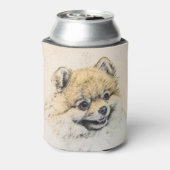Spitz (Orange) Malerei - Originale Hundekunst Dosenkühler (Kanne Rückseite)