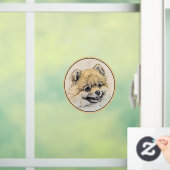 Spitz (Orange) Malerei - Originale Hundekunst Fensteraufkleber (Zuhause)