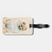 Spitz (Orange) Malerei - Originale Hundekunst Gepäckanhänger (Rückseite horizontal)