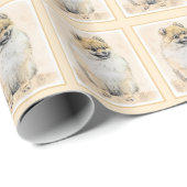 Spitz (Orange) Malerei - Originale Hundekunst Geschenkpapier (Rolleneckpunkt)