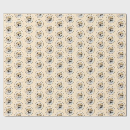 Spitz (Orange) Malerei - Originale Hundekunst Geschenkpapier (Flach)