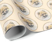 Spitz (Orange) Malerei - Originale Hundekunst Geschenkpapier (Rolleneckpunkt)