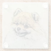 Spitz (Orange) Malerei - Originale Hundekunst Glasuntersetzer (Rückseite)