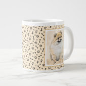 Spitz (Orange) Malerei - Originale Hundekunst Jumbo-Tasse (Vorderseite Rechts)