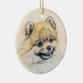 Spitz (Orange) Malerei - Originale Hundekunst Keramik Ornament (Rechts)