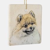 Spitz (Orange) Malerei - Originale Hundekunst Keramikornament (Rechts)