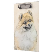 Spitz (Orange) Malerei - Originale Hundekunst Klemmbrett (Links)