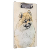 Spitz (Orange) Malerei - Originale Hundekunst Klemmbrett (Rechts)