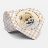 Spitz (Orange) Malerei - Originale Hundekunst Krawatte (Gerollt)