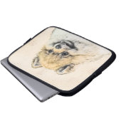 Spitz (Orange) Malerei - Originale Hundekunst Laptopschutzhülle (Vorne Knopf)