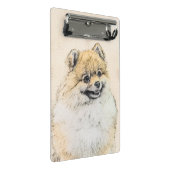 Spitz (Orange) Malerei - Originale Hundekunst Mini Klemmbrett (Schrägansicht)