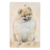 Spitz (Orange) Malerei - Originale Hundekunst Mini Klemmbrett (Rückseite)