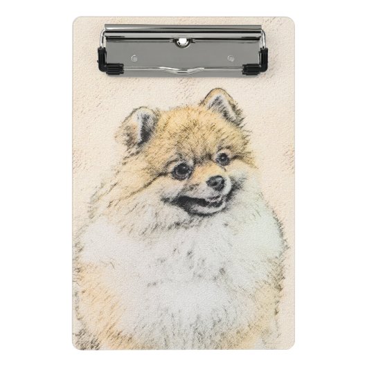 Spitz (Orange) Malerei - Originale Hundekunst Mini Klemmbrett (Vorderseite)