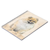 Spitz (Orange) Malerei - Originale Hundekunst Notizblock (Linke Seite)