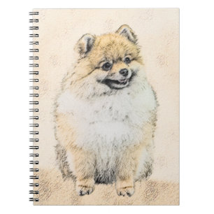 Spitz (Orange) Malerei - Originale Hundekunst Notizblock