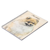 Spitz (Orange) Malerei - Originale Hundekunst Notizblock (Linke Seite)