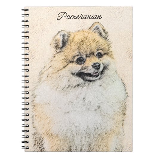 Spitz (Orange) Malerei - Originale Hundekunst Notizblock (Vorderseite)