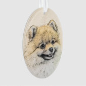 Spitz (Orange) Malerei - Originale Hundekunst Ornament (Vorderseite)