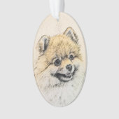 Spitz (Orange) Malerei - Originale Hundekunst Ornament (Vorderseite)