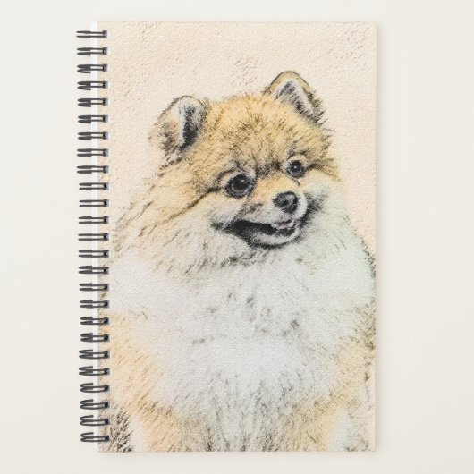 Spitz (Orange) Malerei - Originale Hundekunst Planer (Vorderseite)