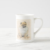 Spitz (Orange) Malerei - Originale Hundekunst Porzellantasse (Rechts)