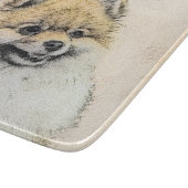 Spitz (Orange) Malerei - Originale Hundekunst Schneidebrett (Ecke)