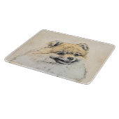 Spitz (Orange) Malerei - Originale Hundekunst Schneidebrett (Ecke)