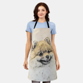 Spitz (Orange) Malerei - Originale Hundekunst Schürze (Getragen)