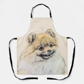Spitz (Orange) Malerei - Originale Hundekunst Schürze (Vorderseite)