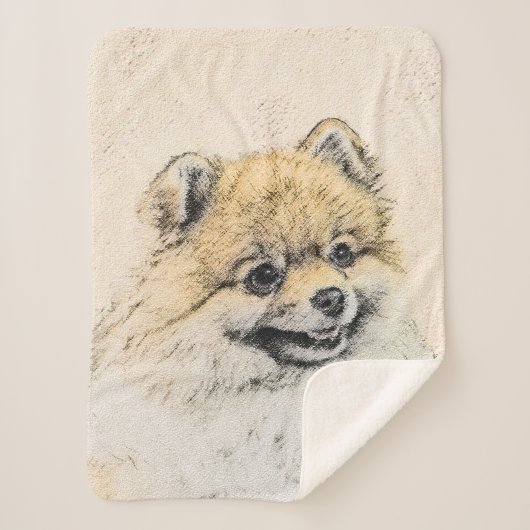 Spitz (Orange) Malerei - Originale Hundekunst Sherpadecke (Vorderseite)