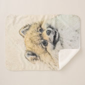 Spitz (Orange) Malerei - Originale Hundekunst Sherpadecke (Vorderseite (Horizontal))