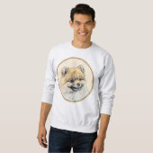 Spitz (Orange) Malerei - Originale Hundekunst Sweatshirt (Vorne ganz)