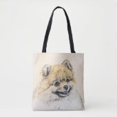 Spitz (Orange) Malerei - Originale Hundekunst Tasche (Vorderseite)