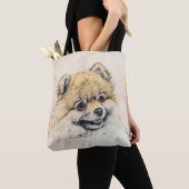 Spitz (Orange) Malerei - Originale Hundekunst Tasche (Von Nahem)