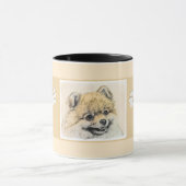 Spitz (Orange) Malerei - Originale Hundekunst Tasse (Zentrum)