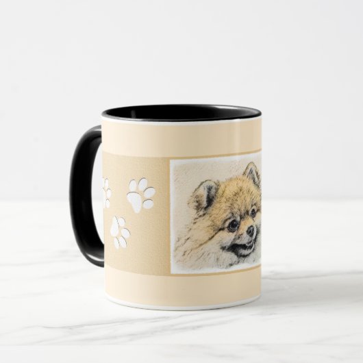 Spitz (Orange) Malerei - Originale Hundekunst Tasse (Vorderseite Links)
